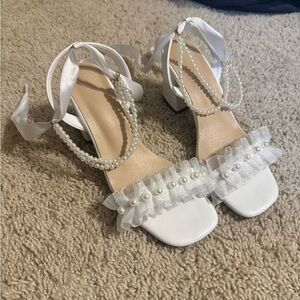 SHEIN Women’s White Pearl Heels